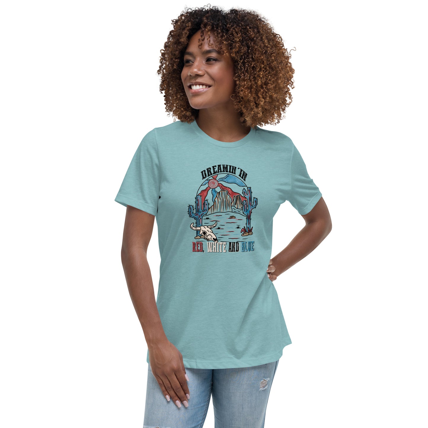 Women's Dreamin' in Red Whit and Blue Relaxed T-Shirt