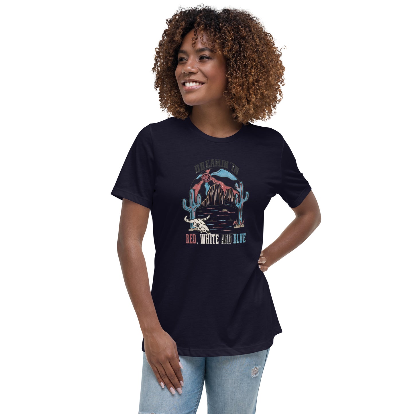 Women's Dreamin' in Red Whit and Blue Relaxed T-Shirt